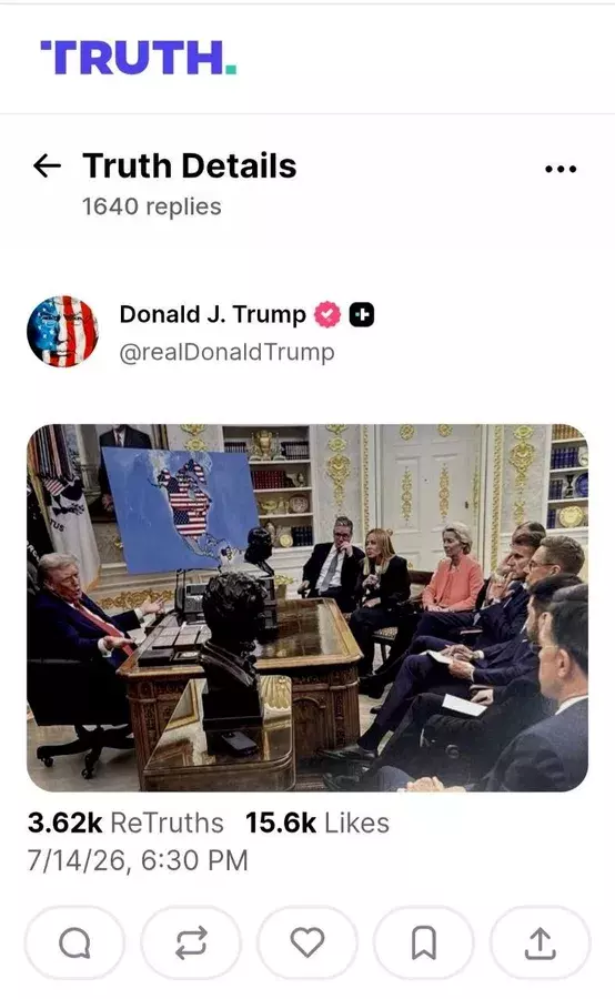 Трамп разметил в соцсетях коллаж с картой Северной Америки вместо Украины